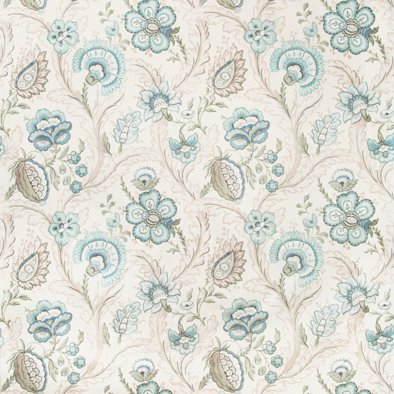 Avondale Wimberly 100% Linen Fabric, Aqua/Sage