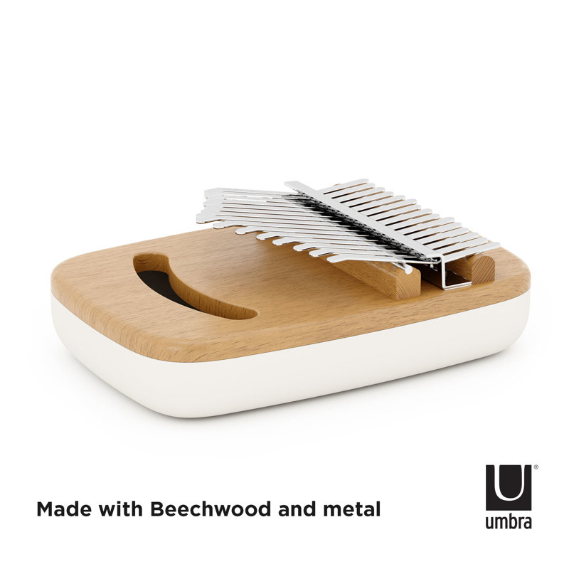 White and Natural Beechwood Kalimba Thumb Piano