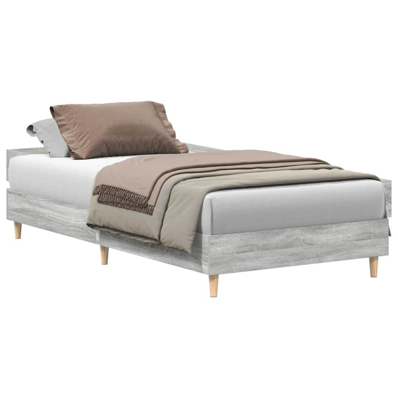 Bed Frame No Mattress Engineered Wood, 102 x 203cm, Grey Sonoma