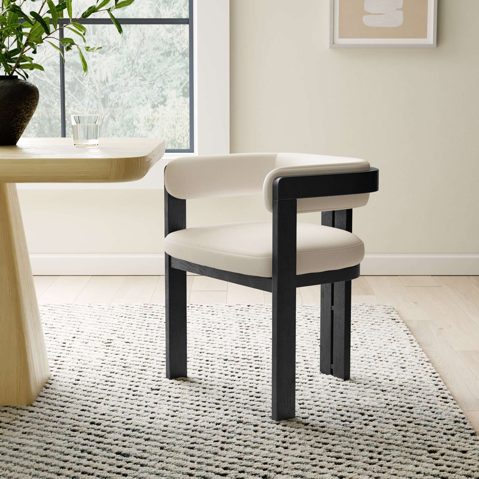 Oksana Oak Dining Armchair, Black