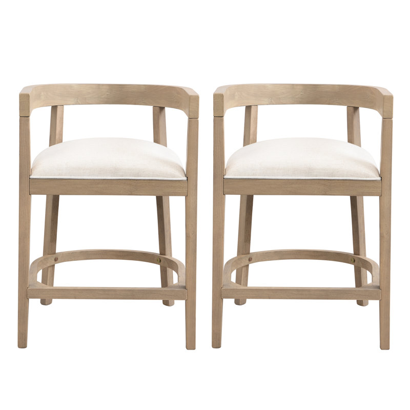 Tabouret de comptoir en hévéa (ensemble de 2), Naturel, Tabouret de comptoir (siège d'une hauteur de 25,2