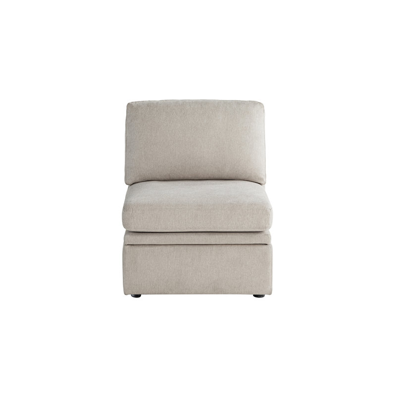 Fabric Armless Chair, Beige Polyester