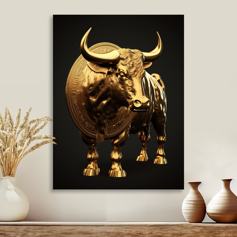 «Bullish Momentum», impression d'art mural Bull, H 20 po x l 12 po x P 1 po, Métal métal