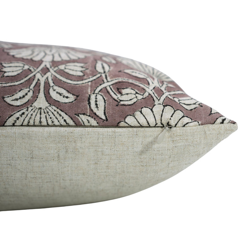 Housse de coussin imprimée à la main Fabividine Fabividine - Ulta Kamal, Carrée, H 24 po x l 24 po