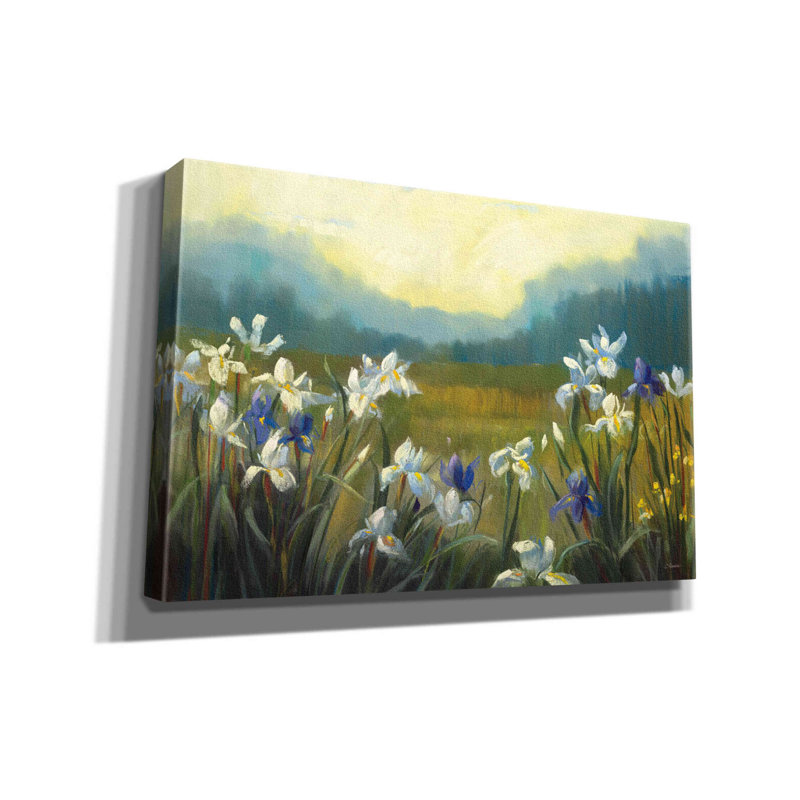 «Aaronette Wild Iris On Canvas» par Carol Rowan, reproduction, H 40 po x l 60 po x P 1,5 po