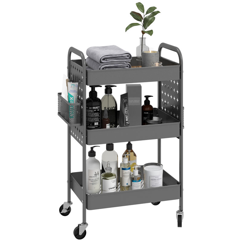 Aroosha 75cm H x 53.5cm W Utility Cart with Wheels, Dark grey