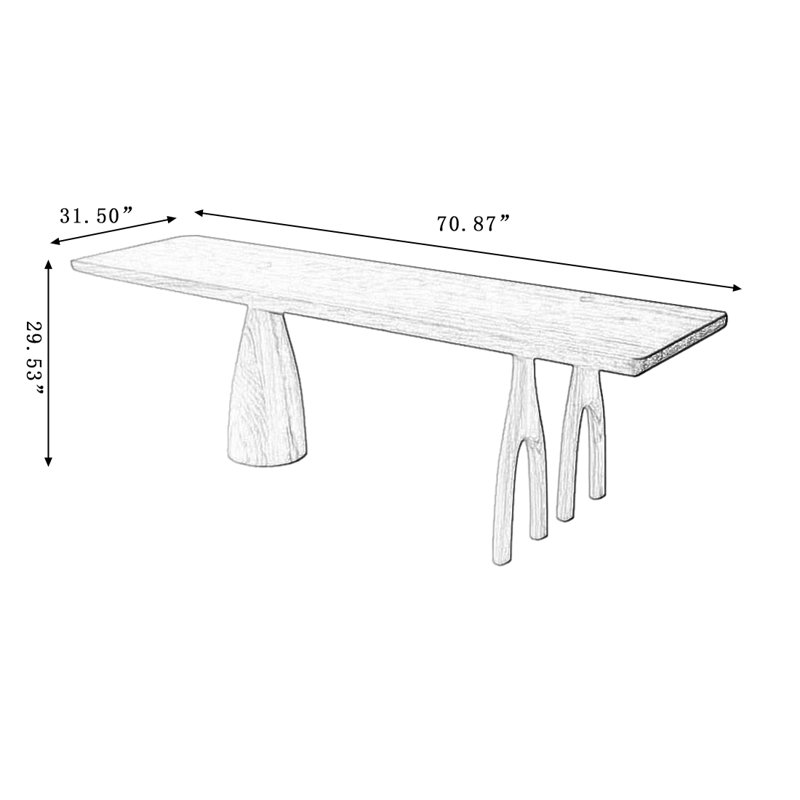 Walnut Rectangular Solid Wood Dining Table, 29.53"H x 70.87"L x 31.5"W