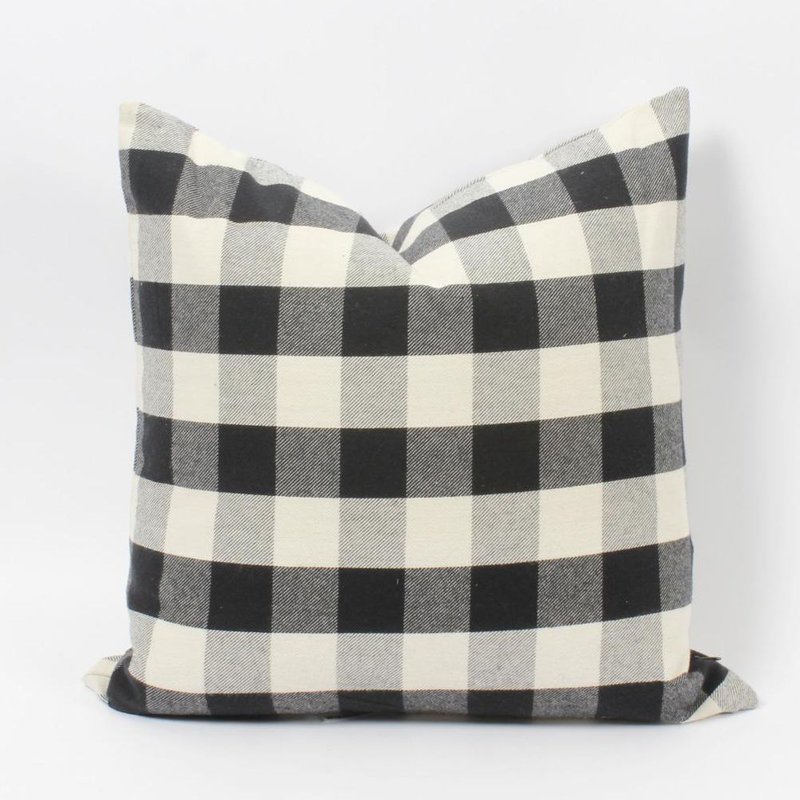 Coussin décoratif en coton écossais, 18 po x 18 po, Plumes