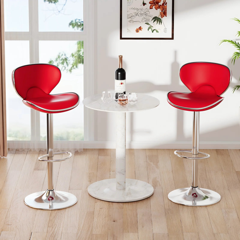 Modern Pu Leather Counter Height Bar Stools,Adjustable Swivel Bar stools With Metal Frame And Footrest For Counter Kitchen Island Dining Room