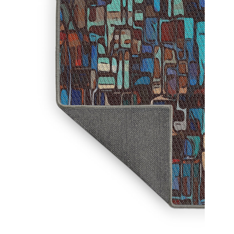 Tapis à motifs bleu / vert / mauve, Rectangle 5 pi x 7 pi