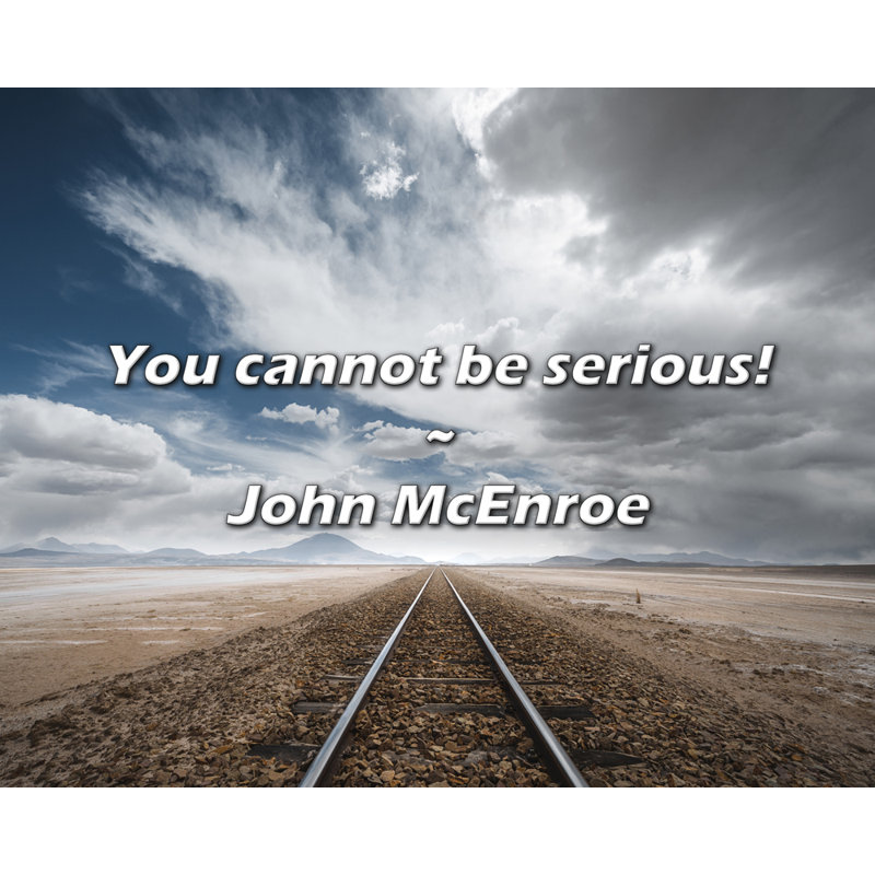 John McEnroe Quote: You cannot be serious!, 20" H x 24" W