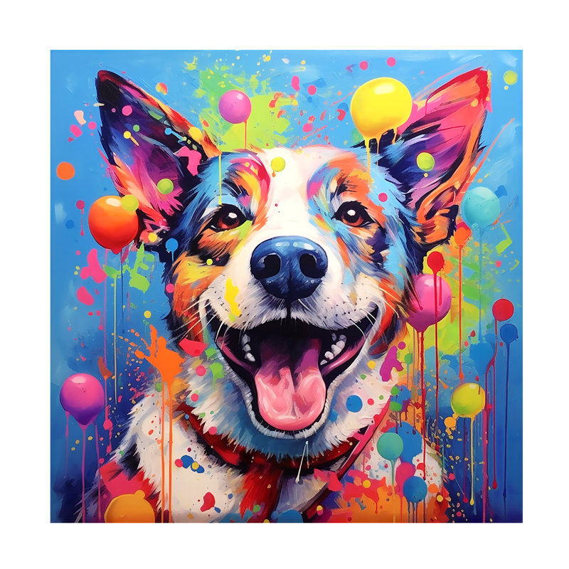 Animals Happy Dog 8 On Canvas Print, H 14 po x l 14 po x P 2 po