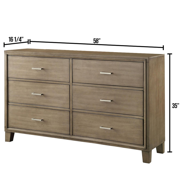 Commode double 6 tiroirs DiPippo, Gris