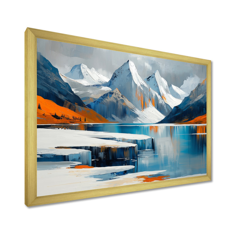 Gissur surréel glacial, écho d'Antartica II - art mural transitionnel, H 30 po x l 40 po, Doré