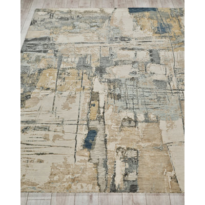 Infinity Handmade Wool/Nylon In Silver/Blue/Gray Area Rug