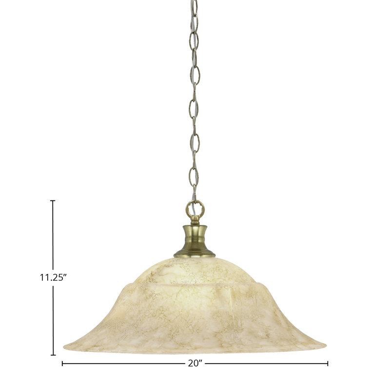 Luminaire suspendu en chaîne avec verre en marbre italien de 20 po, Laiton New Age