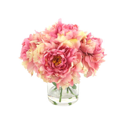 Peonies Arranged in Glass Vase