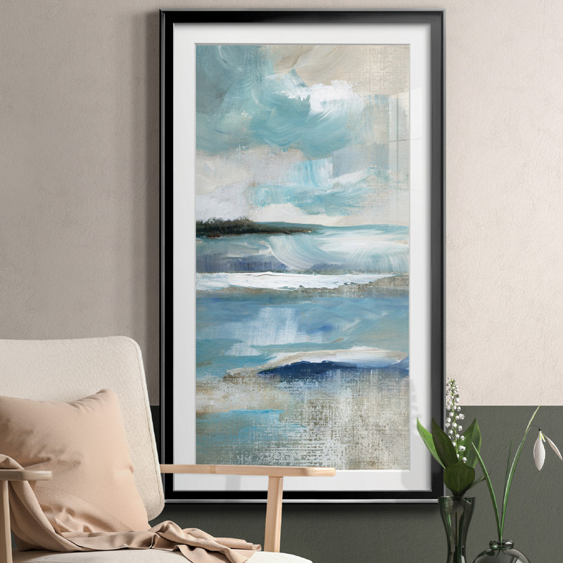 Distant Drama I - peinture encadrée, Noir, H 14,5 po x l 26,5 po x P 1,5 po