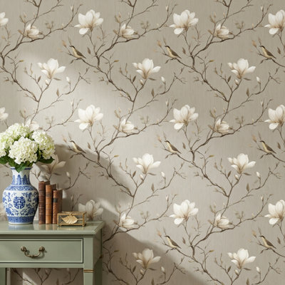 Papier peint floral Magnolia