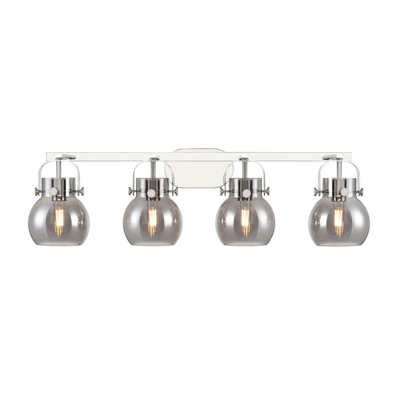 Éclairage pour meuble-lavabo mural 6 po Shueyville, Fumée, Chrome poli, Quatre lumières