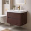 Meuble-lavabo suspendu de 76 cm (30 po) avec lavabo intégré en acrylique, 2 tiroirs et fini noyer foncé-1776386496