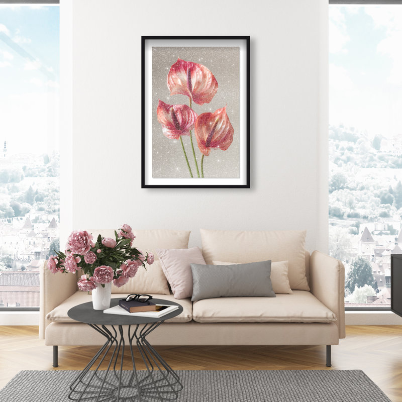 Crimson Silk Veins II Framed Graphic Art, 55.5"H x 37.5"W, Black Shadowbox