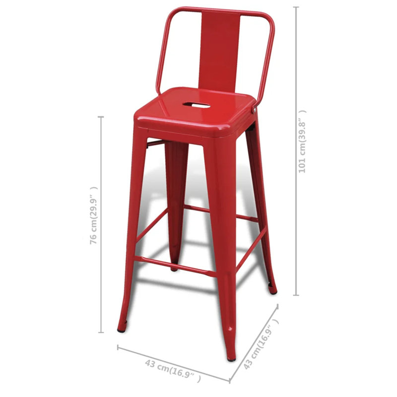 Humbert Counter Stool with Metal Frame, Red