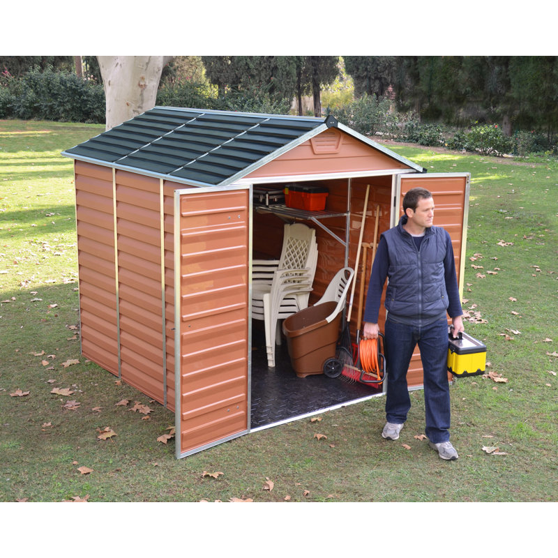 Skylight Plastic Garden Shed, Amber, 217cm H x 185cm W x 229cm D