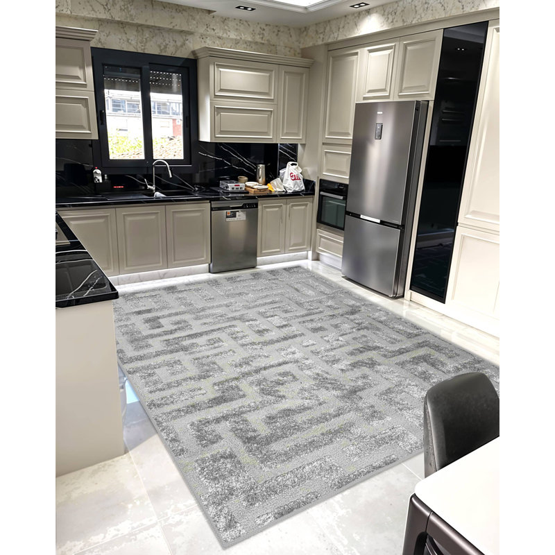 Modern Shaggy Rug Abstract Geometric Rug Indoor For Living Room Bedroom Design 1520 (5X8 (5'2"X7'5"),Grey)