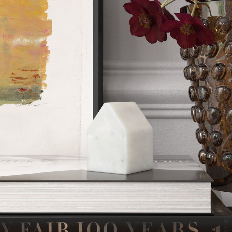 Adalynn Marble Home Object, 3.5" H x 2.5" W x 2.5" D, White