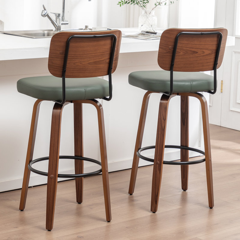 Swivel Upholstered Counter Stool, Bar Stool (78cm Seat Height), Green