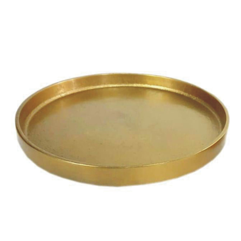 Assiette décorative en métal Alessa, Laiton antique, H 0,79 po x l 12,2 po x P 12,2 po