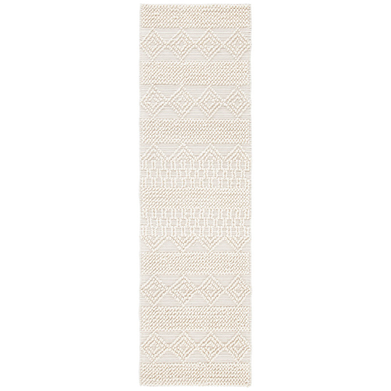 Natura Handwoven Wool/Cotton Beige Area Rug, Runner 2'3" x 16'