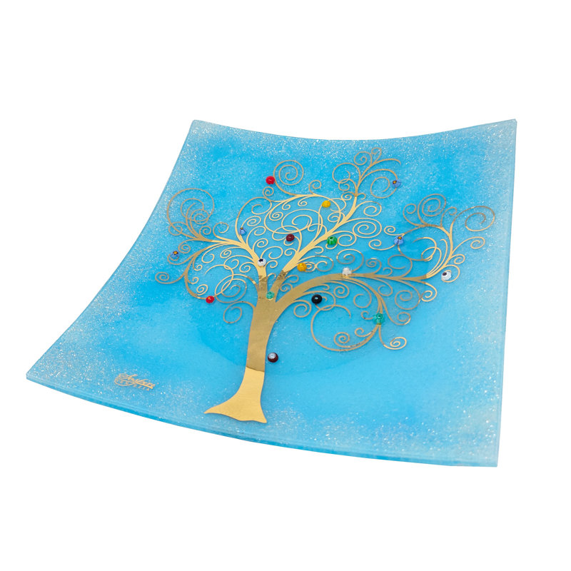 Clinkscales Glass Decorative Plate 1, 2cm H x 29cm W x 29cm D, Light Blue