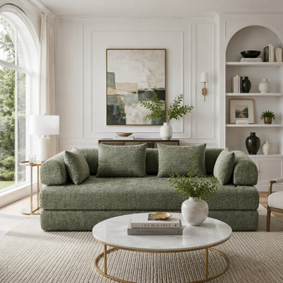 Convertible Sleeper Sofa with Chenille Fabric, Removable Armrests, and DIY Customization for Versatile Use and Comfort
