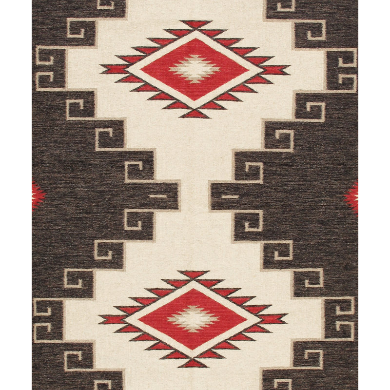 Tuscany Flaweave Wool Geometric Area Rug in Brown/Ivory/Mocha
