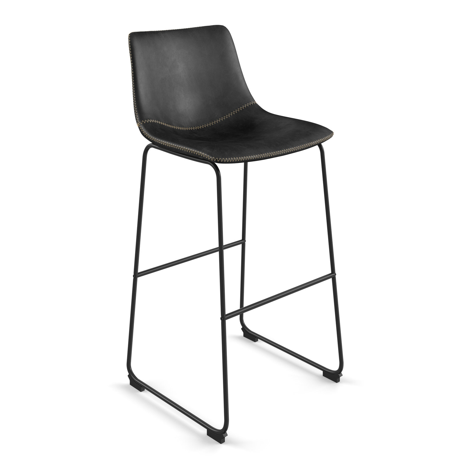 Nia Vegan Leather Bar & Counter Stool, Black, Bar Stool (29" Seat Height), Black
