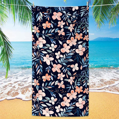 Serviette de plage surdimensionnée sans sable - Serviettes de plage en microfibre à séchage rapide pour adultes, serviette de voyage légère et compacte, serviette absorbante pour les essentiels de vacances, natation, salle de sport à motif floral, # 30 x 60 po