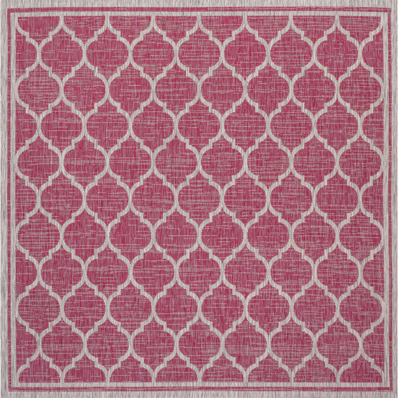 Tapis d'intérieur / extérieur gris treillis Trebol, Carré 5 pi 3 po