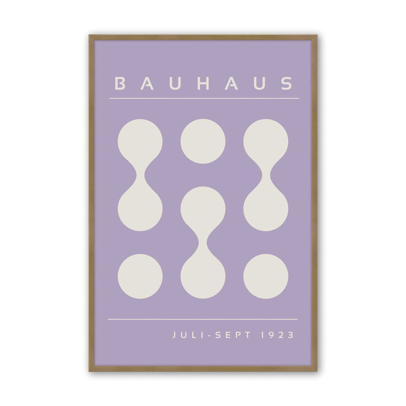 Mauve Bauhaus Flow II, Reproduction encadrée sans passe-partout, Or brossé, H 15,25 po x l 12,25 po x P 1,25 po