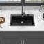 Évier de cuisine en quartz - Évier de cuisine encastré en granite noir 33 x 22 po