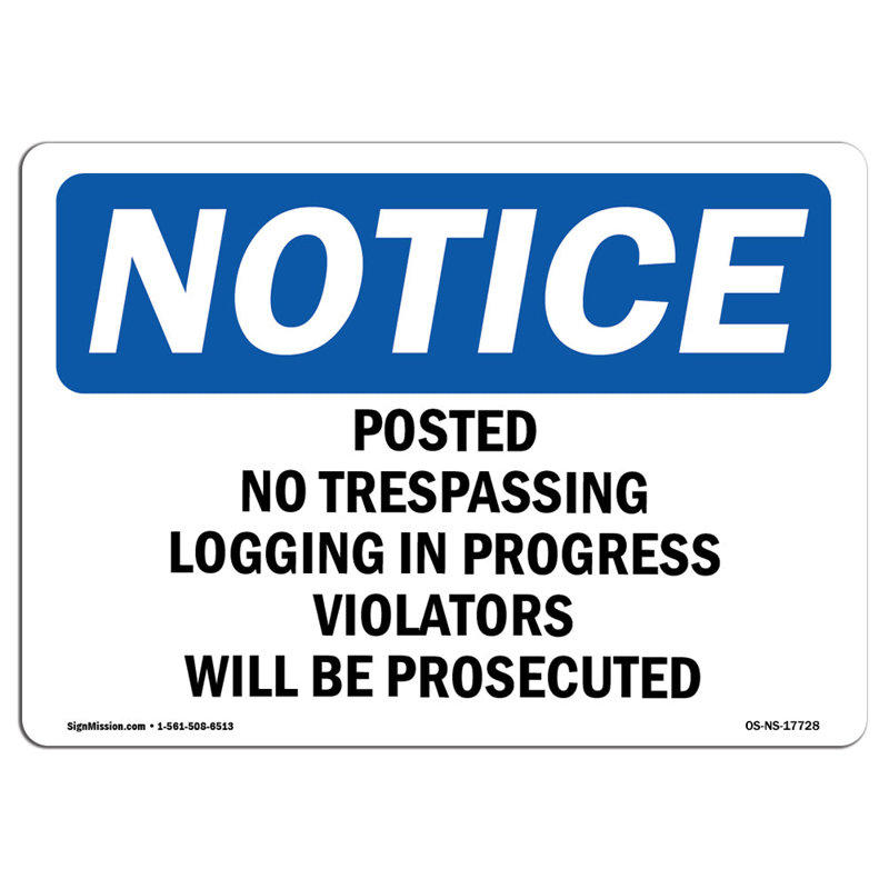Posted No Trespassing Logging in Progress Sign