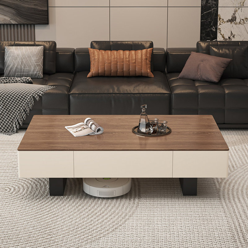 Table basse Modern, Crème/noir, H 16,5 po x L 63 po x l 31,5 po