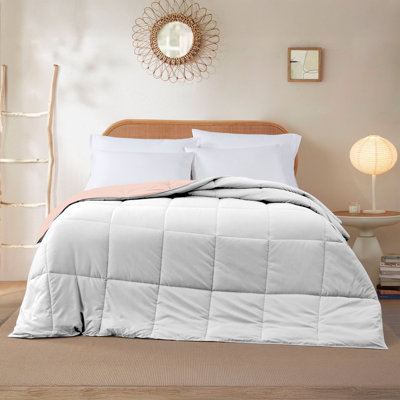Couette moderne, couette réversible matelassée en duvet synthétique avec languettes aux coins, literie toutes saisons