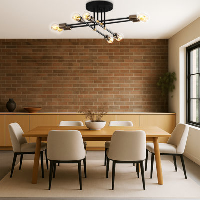 8 Lights Linear Semi Flush Mount