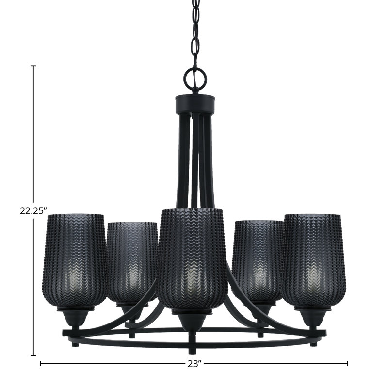Paramount 5 Light Uplight Chandelier, Black