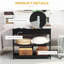 Console de couloir avec tiroir extra large, 2 tablettes ouvertes et structure en lattes de bois