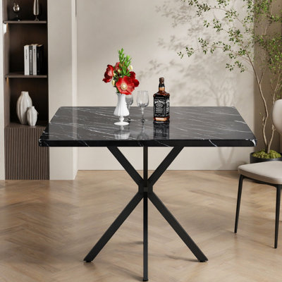 Table de salle à manger carrée, table de salle à manger carrée moderne Mid-Century pour 46 personnes, table basse pour la salle à manger de cuisine, bureau, économie d'espace