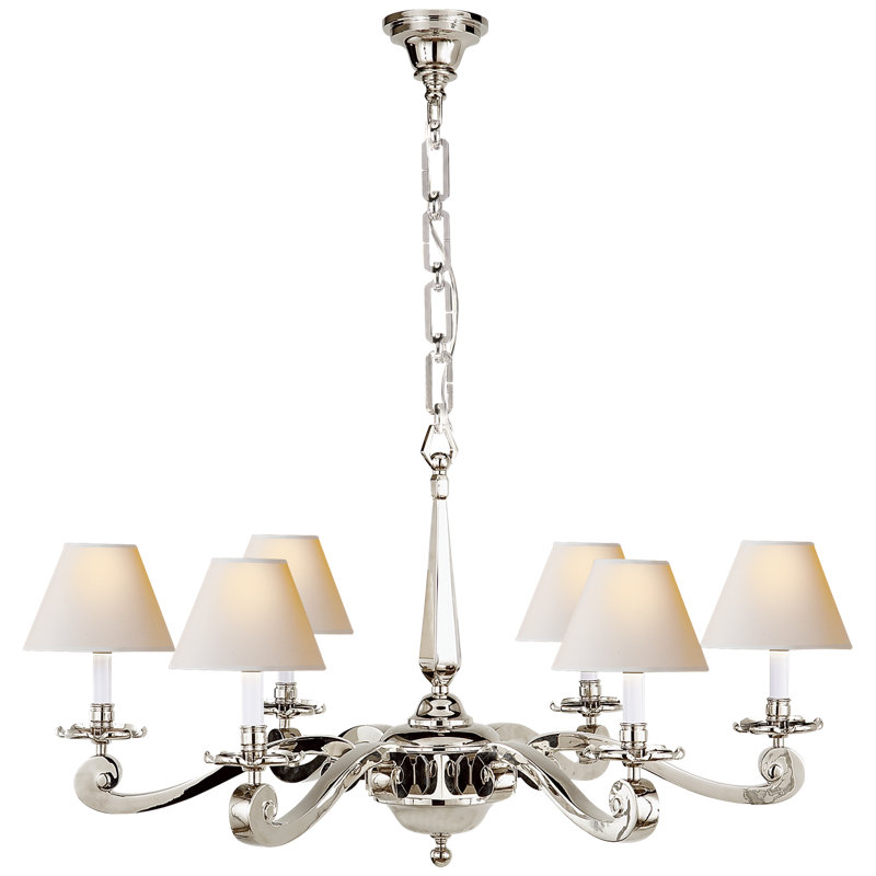 Alexa Hampton Myrna Chandelier, Polished Nickel, Fabric