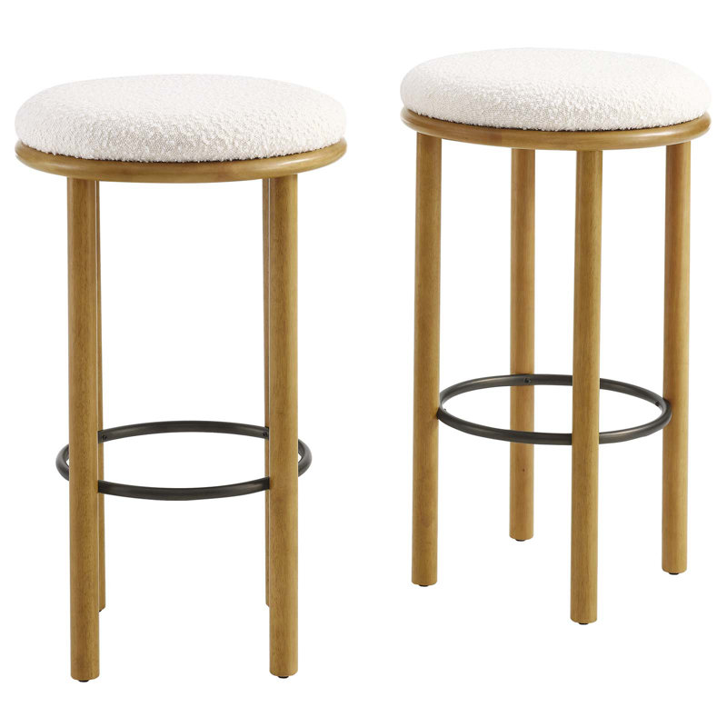 Modway Fable 30" Bar Stool, Ivory, Oak